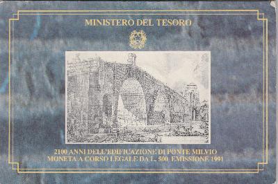 Beschrijving: 500 Lire PONTE MILVO ORIGINAL PACKING